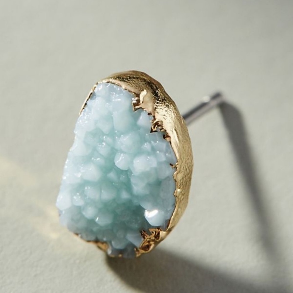 Anthropologie Blue Druzy Stone Earrings